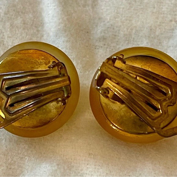 Vintage gold foil Murano glass button earrings. Clip on. Great condition - Picture 4 of 8